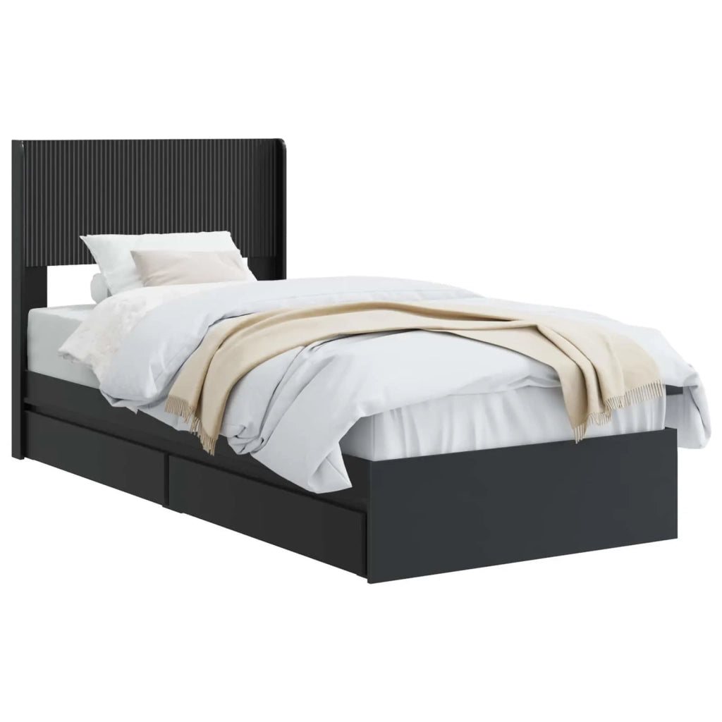 Struttura del letto con stoccaggio e testata Nero 90 x 190 cm 3414420