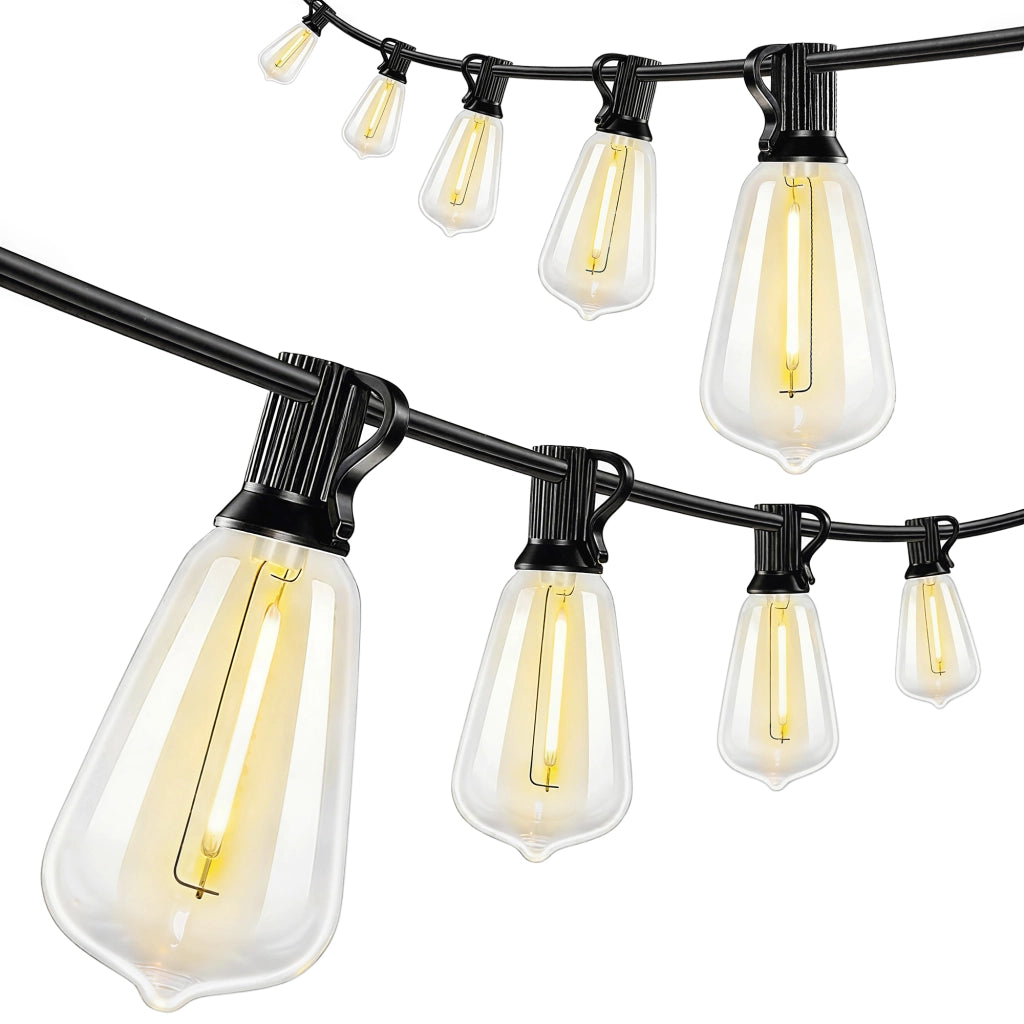 Catena Luminosa da Esterno 1800x3,8x9 cm con 50 Luci LED IP44 in PET e Plastica Nero e Trasparente