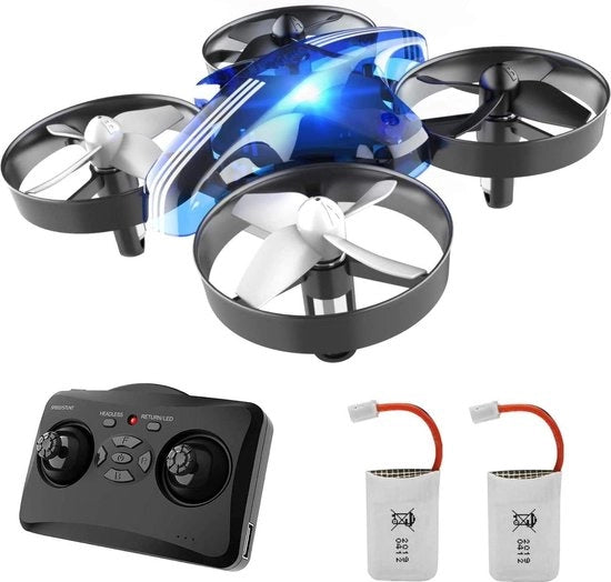 Drone giocattolo per bambini - con telecomando - Quadcopter e Mini-pulsante di guida - Modalità senza testa - Giocattolo per bambini e principianti - Blu
