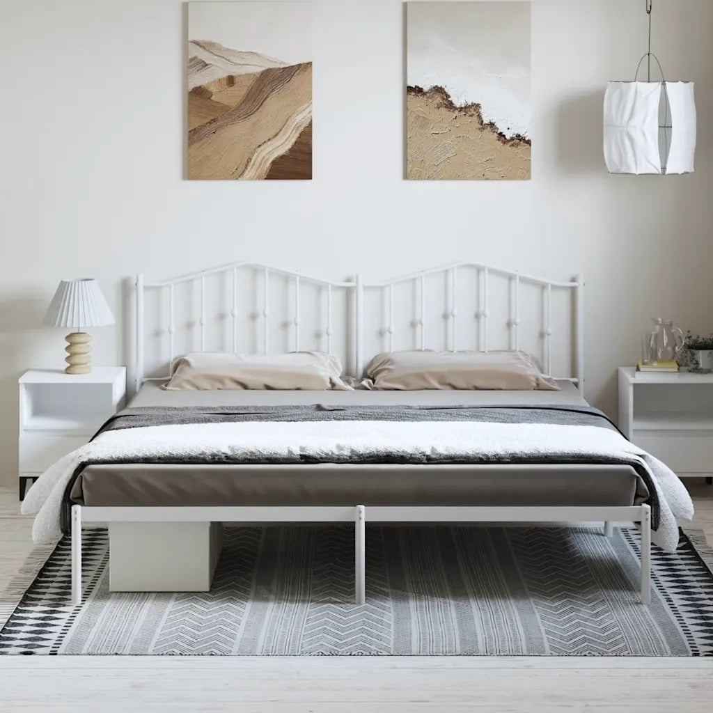 Letto matrimoniale | Letto per adulti | Giroletto con Testiera Metallo Bianco 193x203 cm