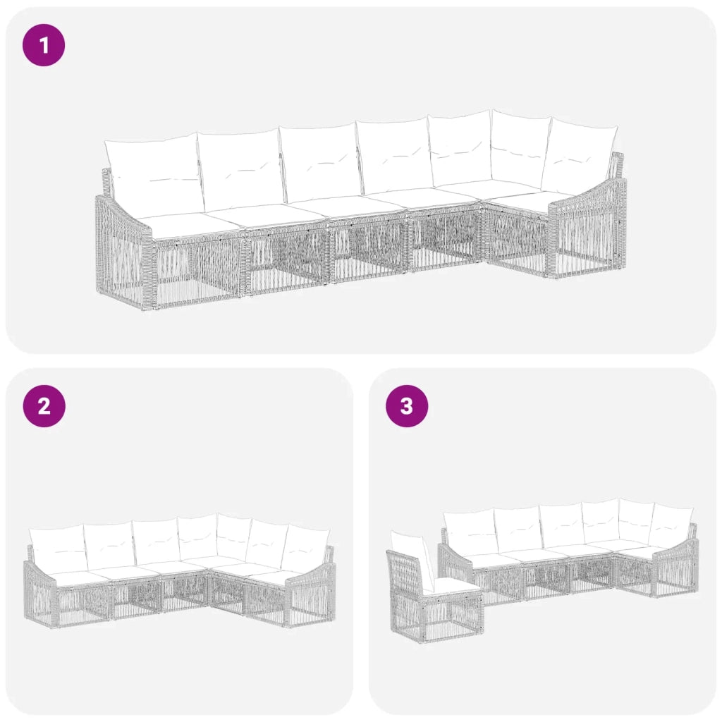 Set Divano da Giardino 6 pz Grigio polyrattan 3436010