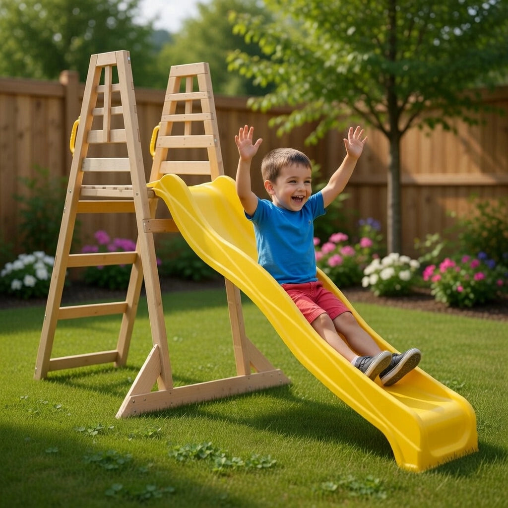 Scivolo da Giardino 262x60x183cm Certificato Fsc in Legno Giallo