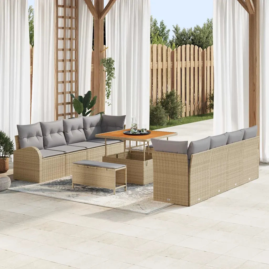 Set Divano da Giardino con cuscino 11 pcs Beige e Grigio Chiaro 3364327