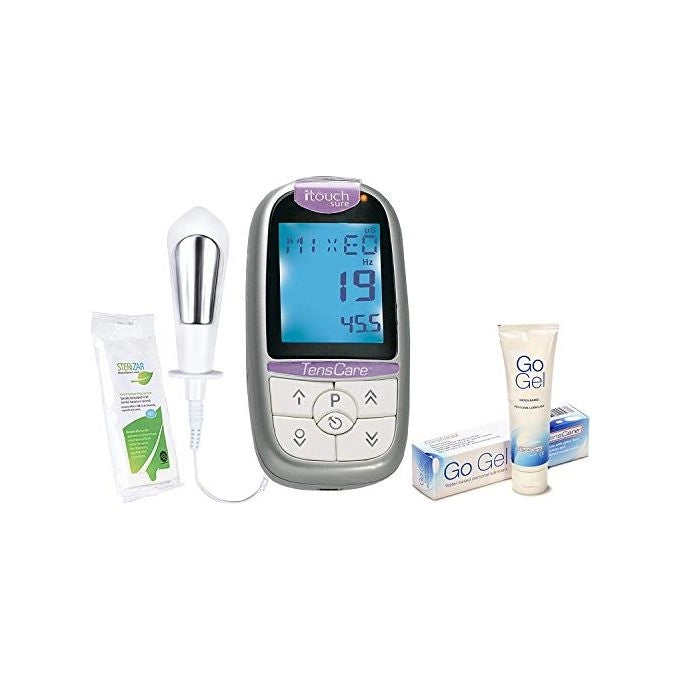 Tenscare K-ITS-GO iTouch Sure Apparecchio per Pavimento Pelvico 4 Programmi Preimpostati con Sonda Vaginale e Go Gel 100ml colore Bianco