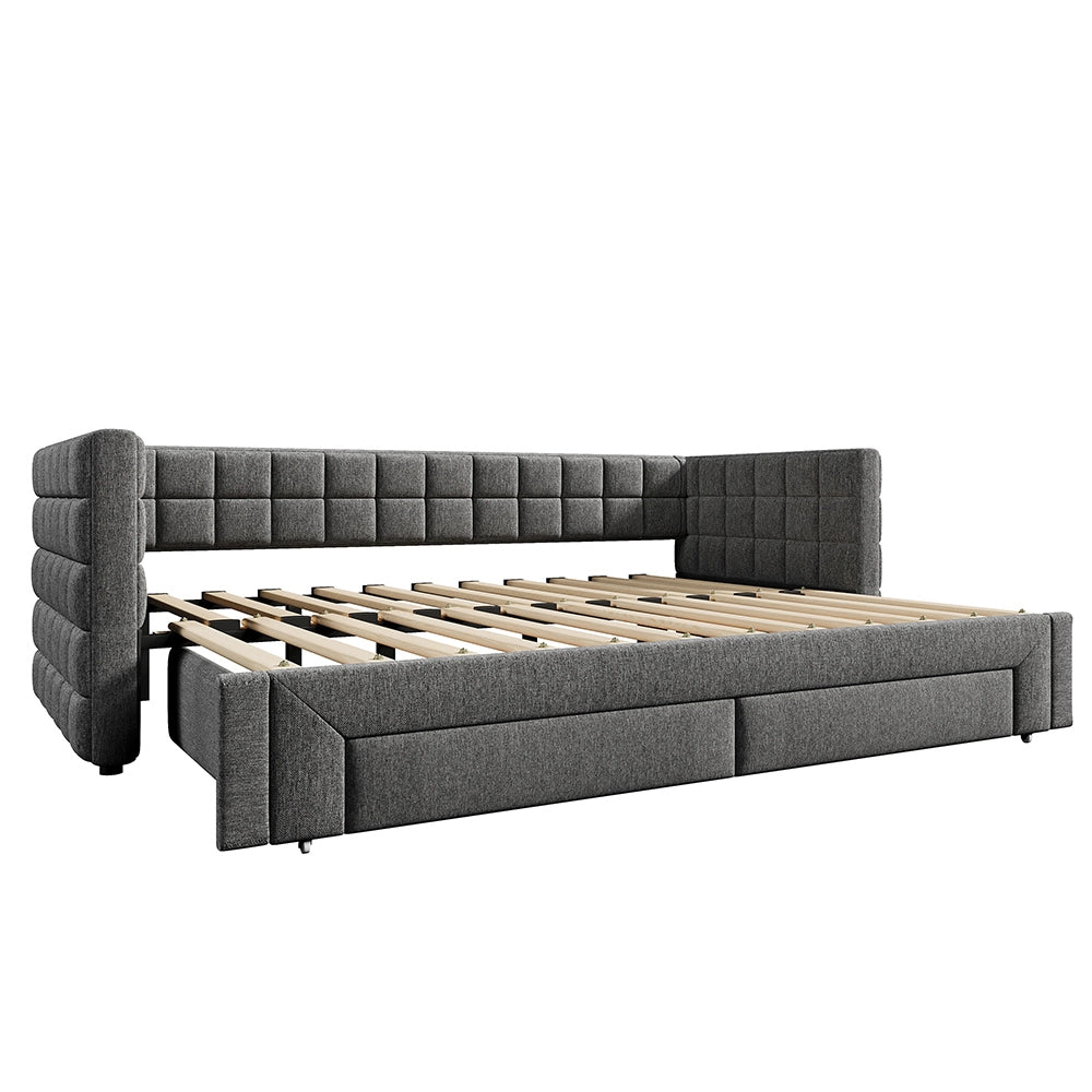 Divano letto - Xylo - 90x200 cm estendibile 2 cassetti grigio