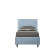 BS COM Letto singolo con rete imbottito 80x190 microfibra azzurro