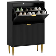 Scarpiera 12 paia con 2 ante ribaltabili e ripiani regolabili ¨C Xylo ¨C Nero 60x24x91,5cm