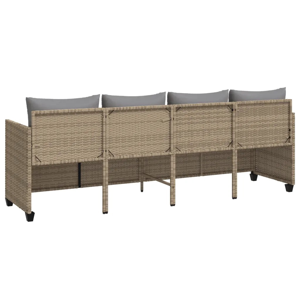 Lettino Prendisole con Cuscini Beige in Polyrattan 368329
