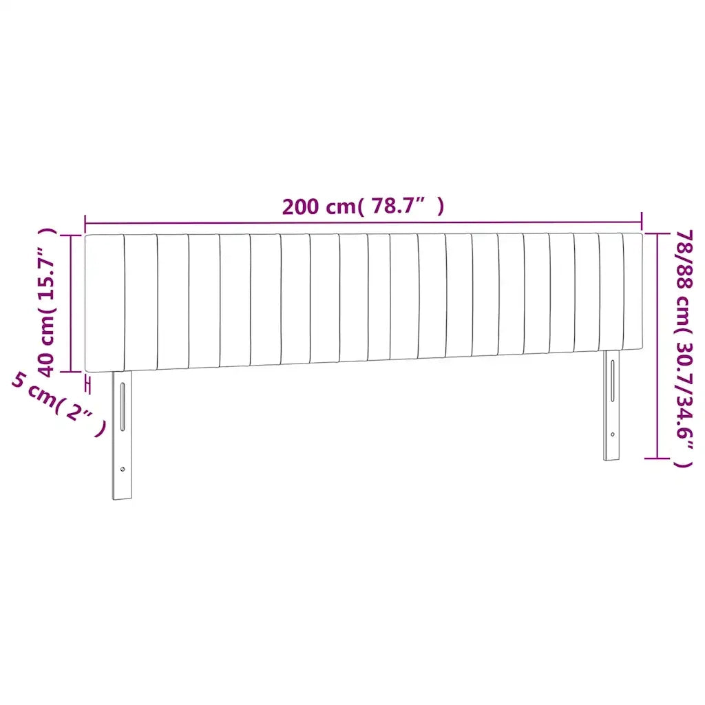 Testiera | Testata Blu Scuro 200x5x78/88 cm in Velluto