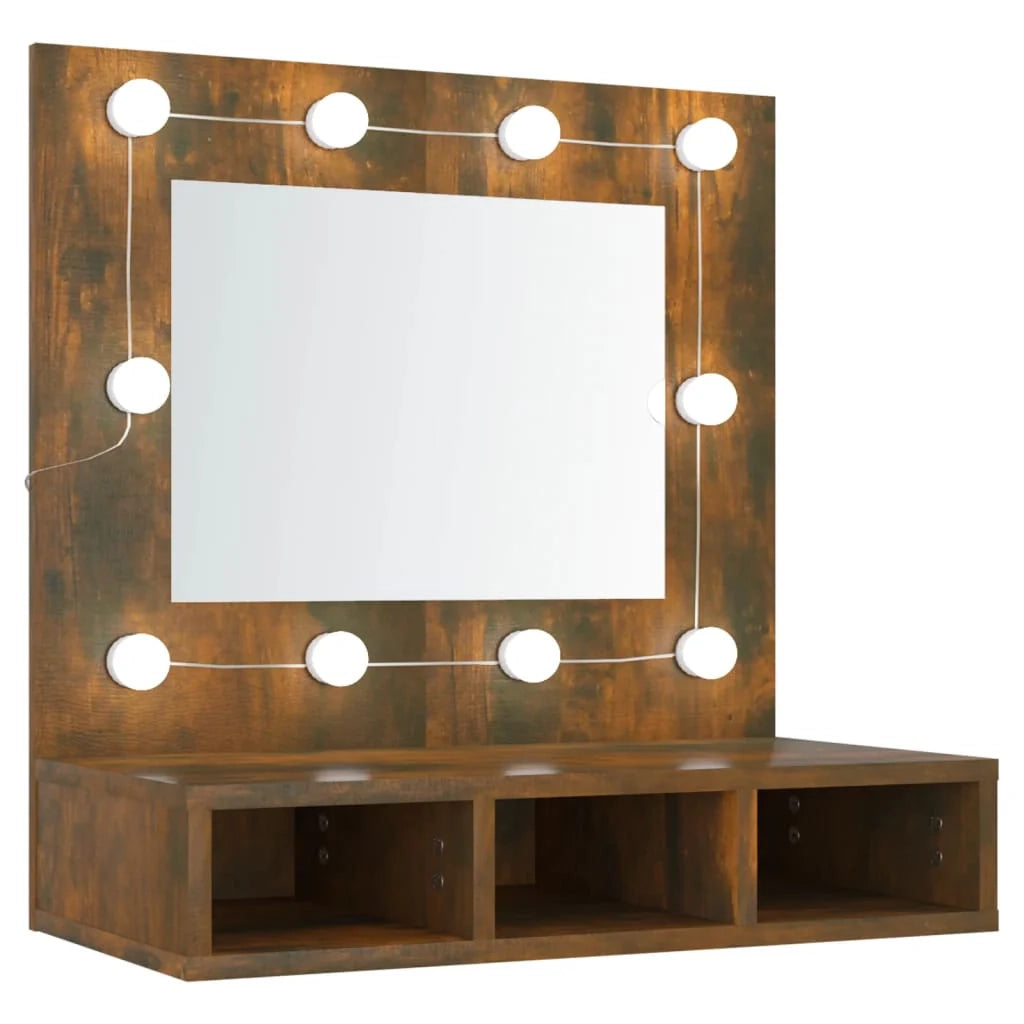 Armadio a specchio con illuminazione a LED 60 x 31,5 x 62 cm rovere fumé 02_0006660