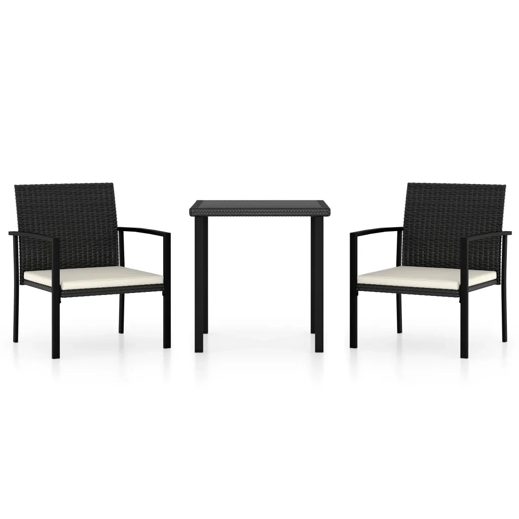 Set da Pranzo da Giardino 3 pz in Polyrattan Nero 3065705