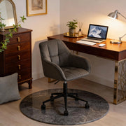 Sedia da Ufficio Ergonomica Girevole con Altezza Regolabile e Braccioli Integrati, in Velluto Grigio Scuro