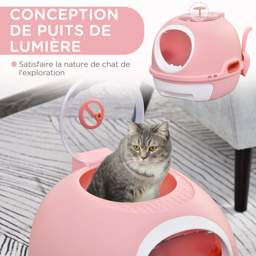 Casetta igienica per gatti con cassetto scorrevole e porta ¨C Minimal ¨C 47x55x44 cm rosa