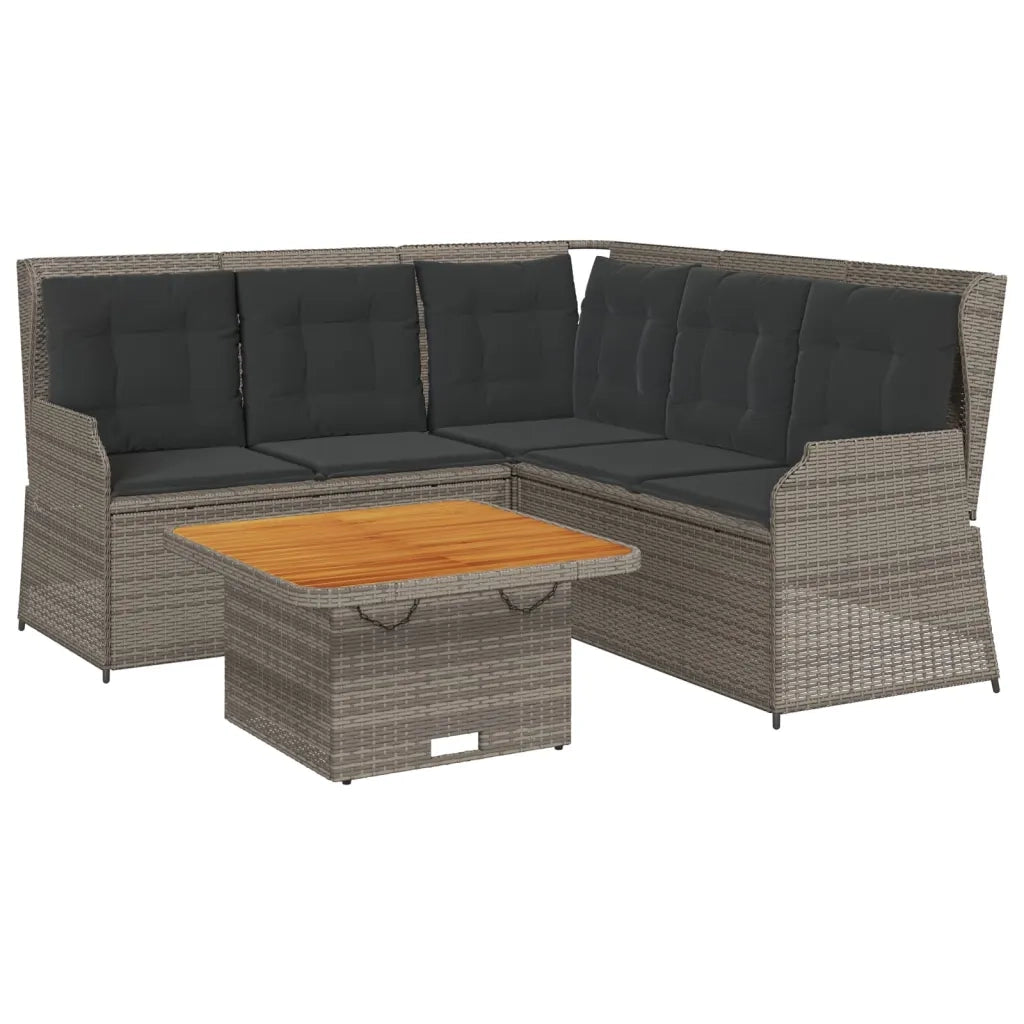 Set Divani da Giardino 4 pz con Cuscini in Polyrattan Grigio