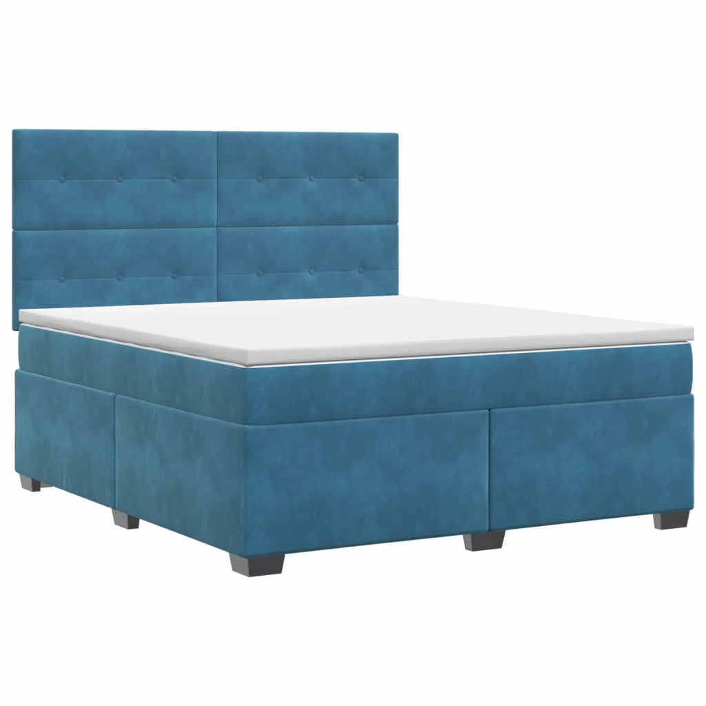 Letto box spring con materasso Blu 140 x 200 cm Velluto 3453660