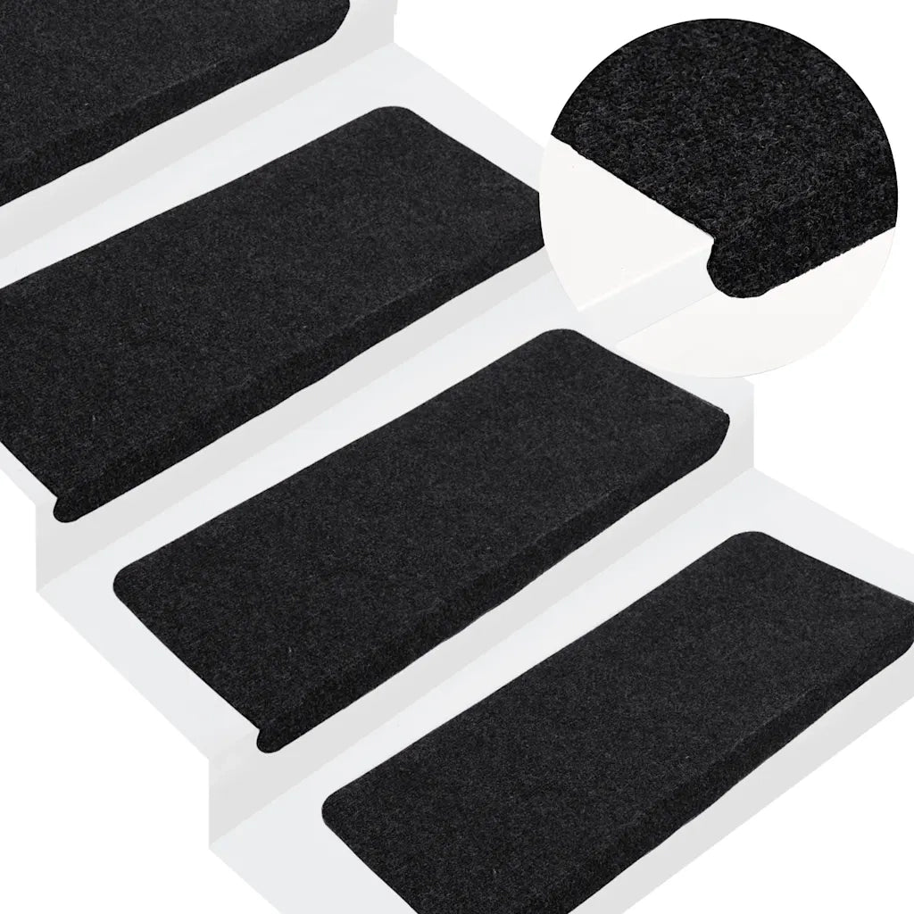 Tappetini Autoadesivi per Scale 30 pz | Gradini per Scale Neri 65x24,5x3,5 cm