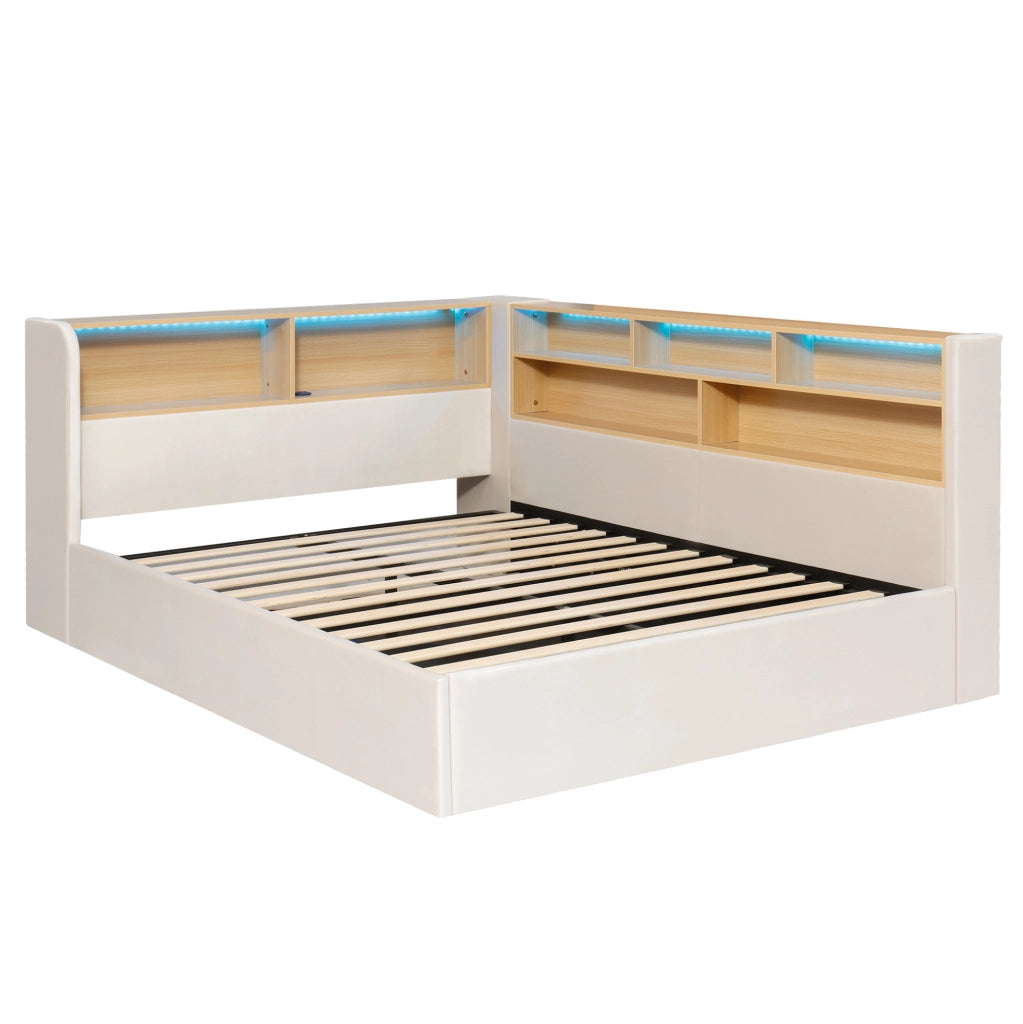 Daybed imbottito con contenitore idraulico, LED e porte USB-C 140x190 cm