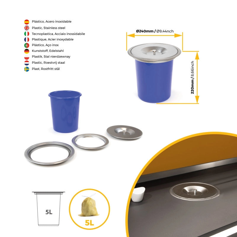 Kit di contenitori per la raccolta differenziata per cassetti da cucina Recycle Altezza Recycle 266 mm, 2x15 lt, 2x7 l..