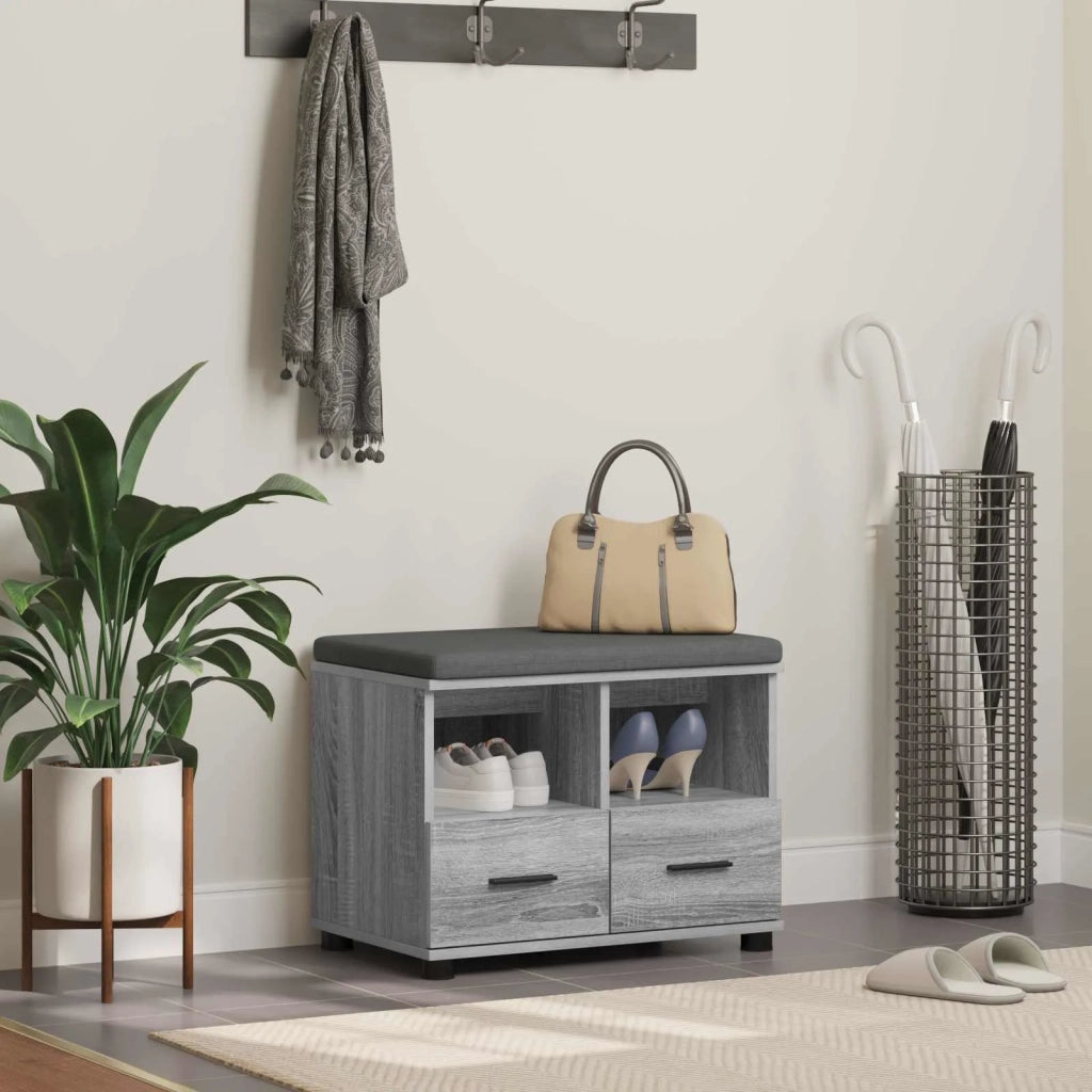 Panca per ingresso con cuscino-Sgabello-Panca da Corridoio Grigio Sonoma 60 x 38 x 46 cm 803315