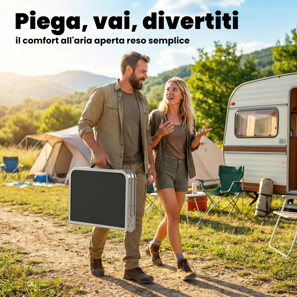Tavolo Pieghevole da Picnic ¨C zephmum ¨C Nero 60 cm