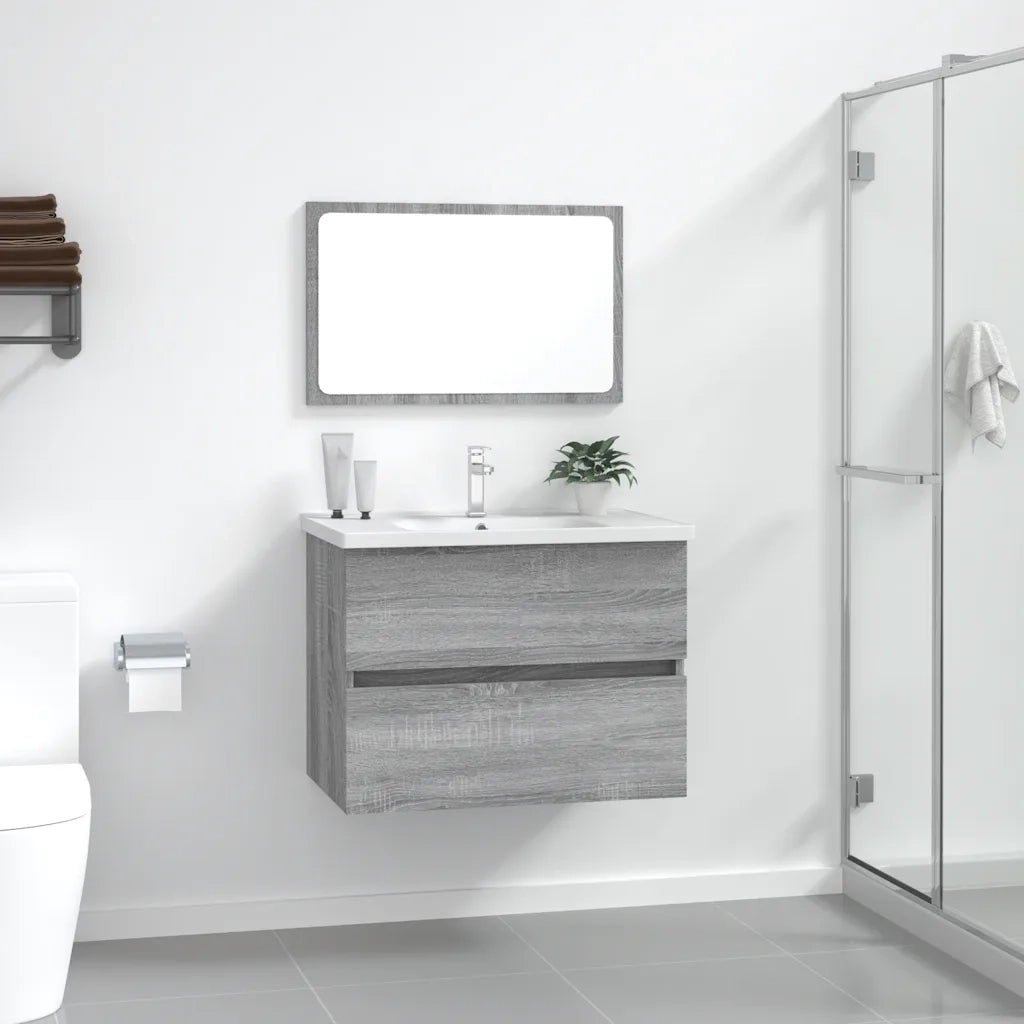 Set Mobili da Bagno 2 pz Grigio Sonoma in Legno Multistrato 815736