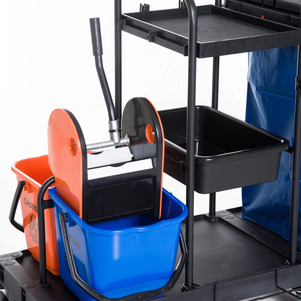 Carrello Pulizie Professionale 3 Ripiani ¨C Minimal ¨C Nero 111x63.3x103 cm