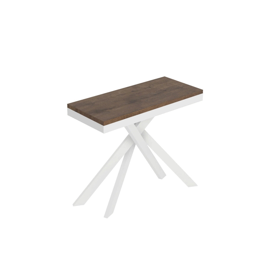 Consolle Allungabile 90-196x40x77 cm Saki Small Evolution Noce Gambe Bianche