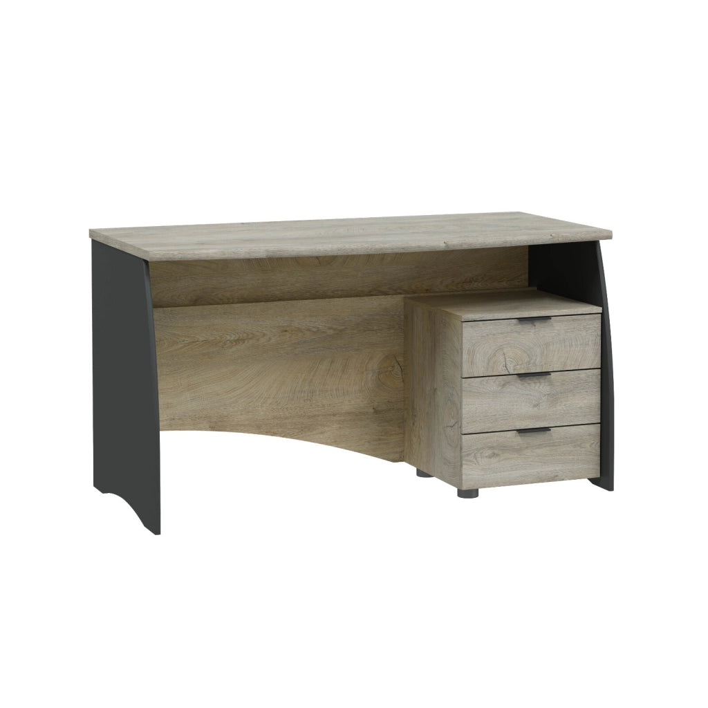 Scrivania Mobile Desk Scrittoio Da Studio 3 Cassetti Per Ufficio Soggiorno Sala Da Pranzo 136 x 74 x 67 cm Grigio Rovere