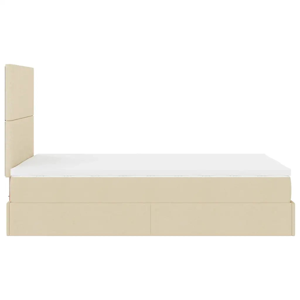 Struttura Letto Pouf con Materasso Crema 120x200 cm in Tessuto 3313069