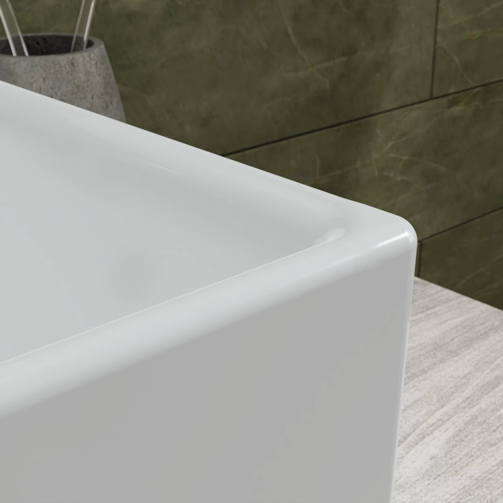 Lavabo da appoggio quadrato con troppopieno 40x40x14,5 cm Bianco