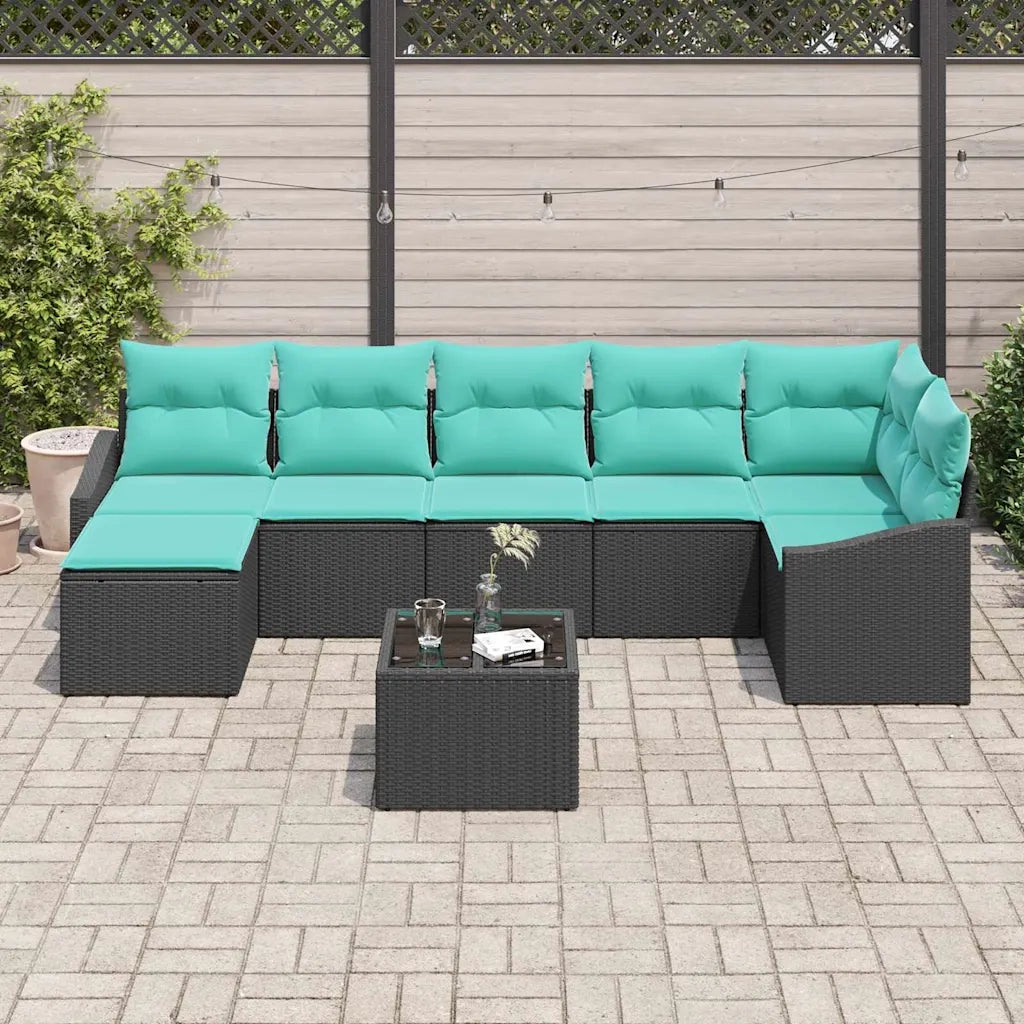 Set di divani con cuscino 8 pcs Nero polyrattan 3346826