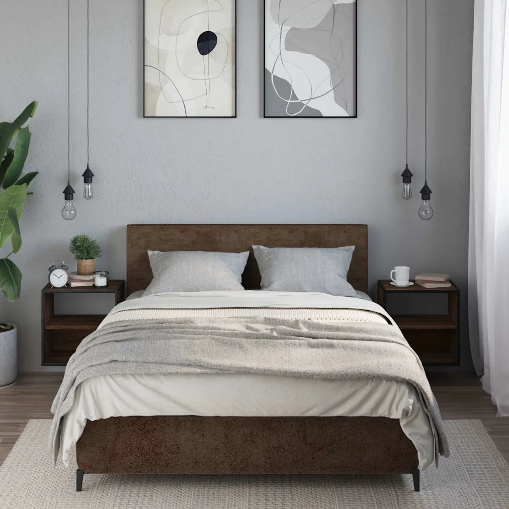 Comodini a Muro 2 pz-Set di 2 Tavolino da notte Rovere Marrone 40x31x39,5 cm 613635