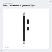 Stylus 3-in-1 Universale con Punto Fine - Puntatore per Touchscreen molto Sensibile - 2 Viti di Fissaggio - Lega di Alluminio - per Tablet e Smartphone