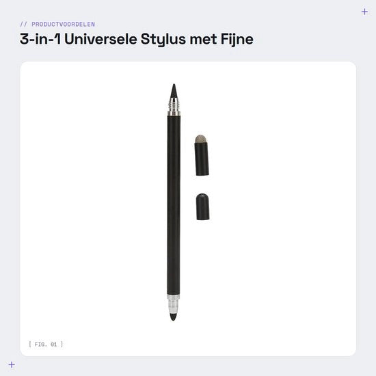Stylus 3-in-1 Universale con Punto Fine - Puntatore per Touchscreen molto Sensibile - 2 Viti di Fissaggio - Lega di Alluminio - per Tablet e Smartphone