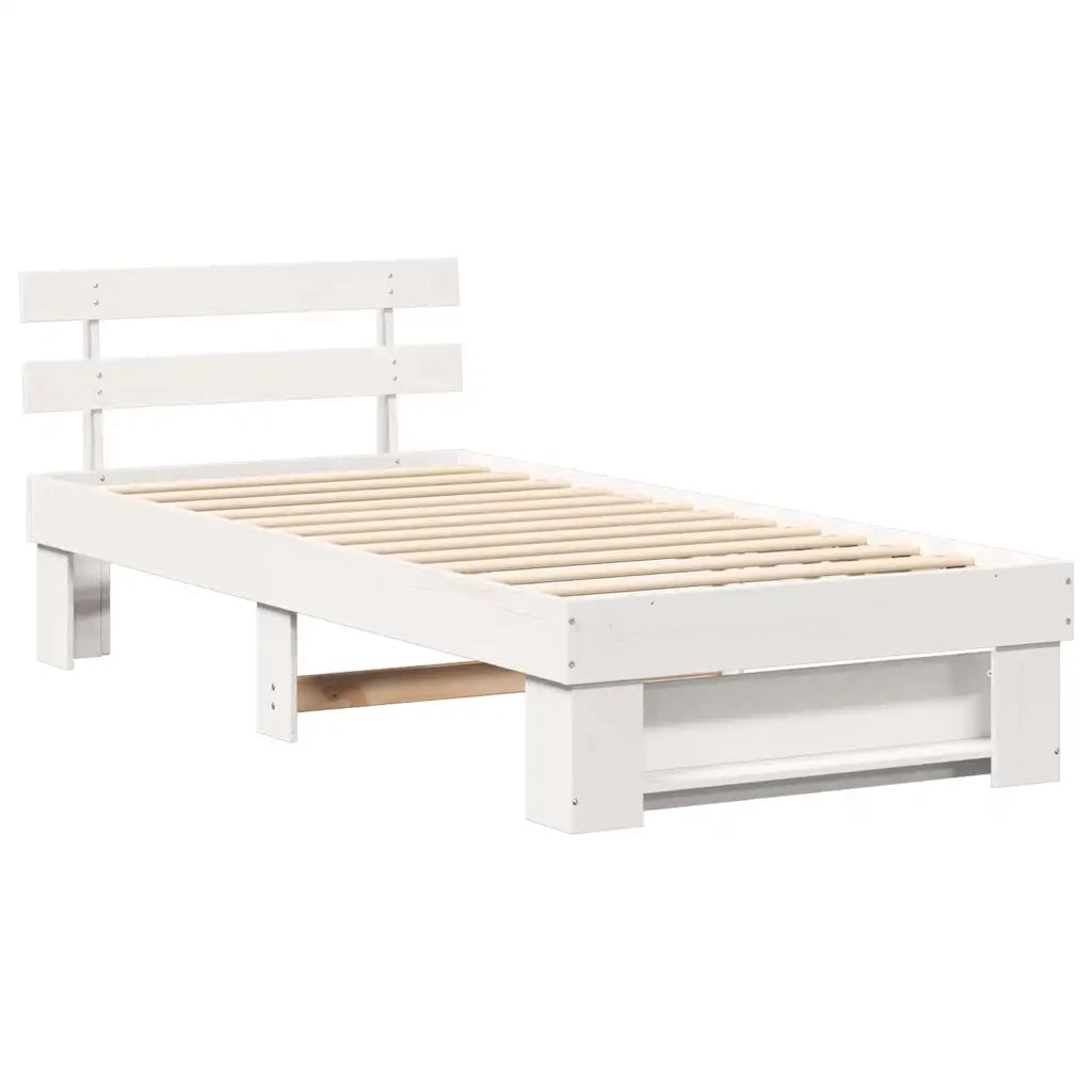 Letto singolo | Letto per adulti | Struttura del letto Bianco 100 x 200 cm Pino massello