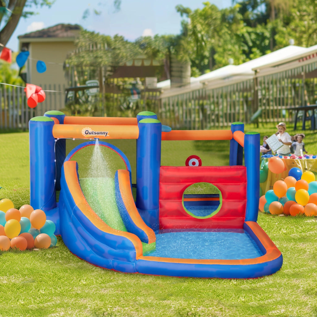 Castello Gonfiabile per Bambini ¨C Zephmum ¨C Verde, con Piscina e Pompa, 380x340x170 cm