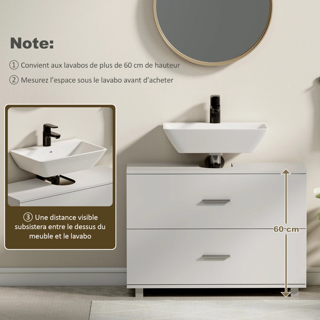 Mobile sottolavabo con 2 cassetti ¨C Xylo ¨C Bianco, 80x30x60 cm