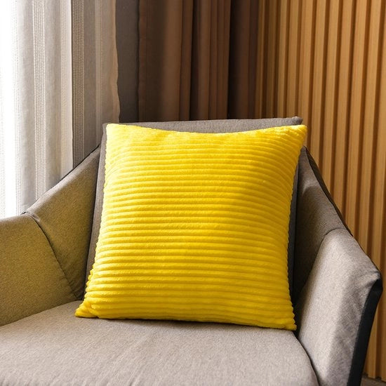 Cuscino quadrato con copertura a strisce - 2-pack - Cuscino liscio - Cuscino per divano - Copertura morbida a microfibra - Cuscino per testa per letto - Copertura decorativa per cuscino - Per divani, poltrone e letti - 50x50cm - Giallo