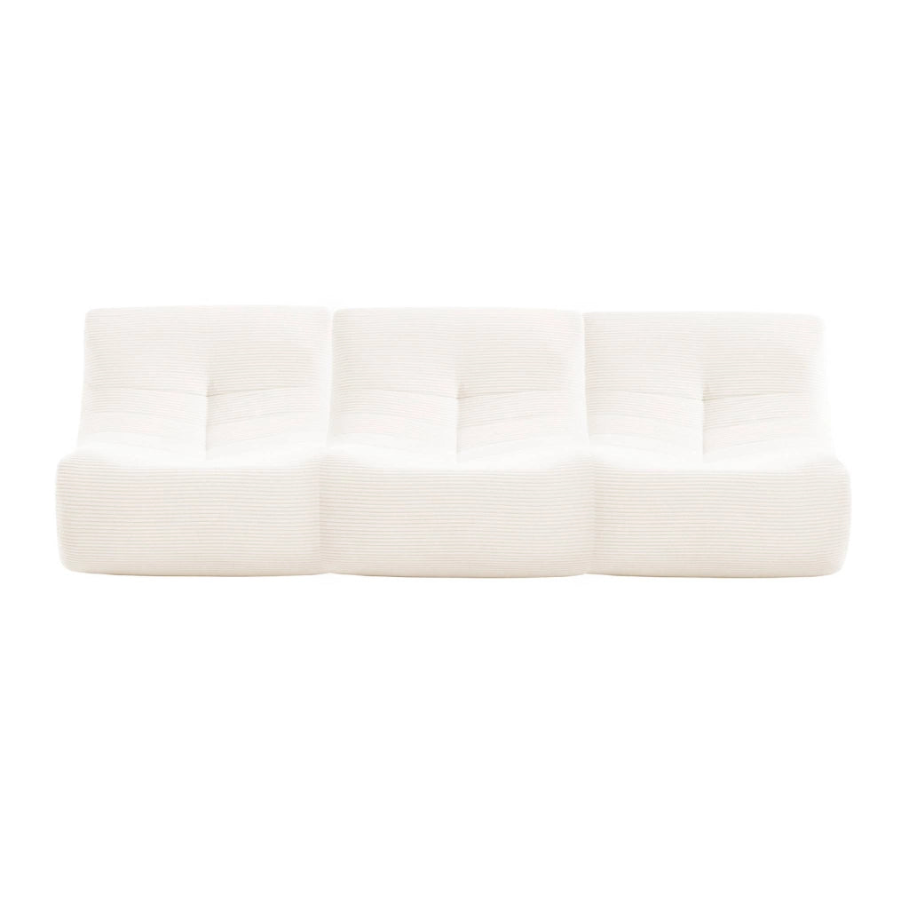 Divano modulare velluto, 3 posti, crema
