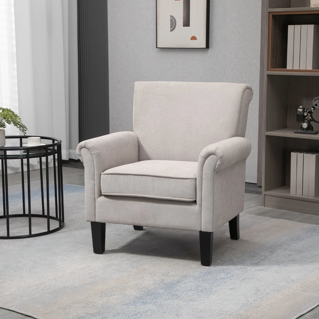 Poltrona con Braccioli Stile Nordico ¨C Xylo ¨C Legno Poliestere Grigio Marrone 79x78x87cm