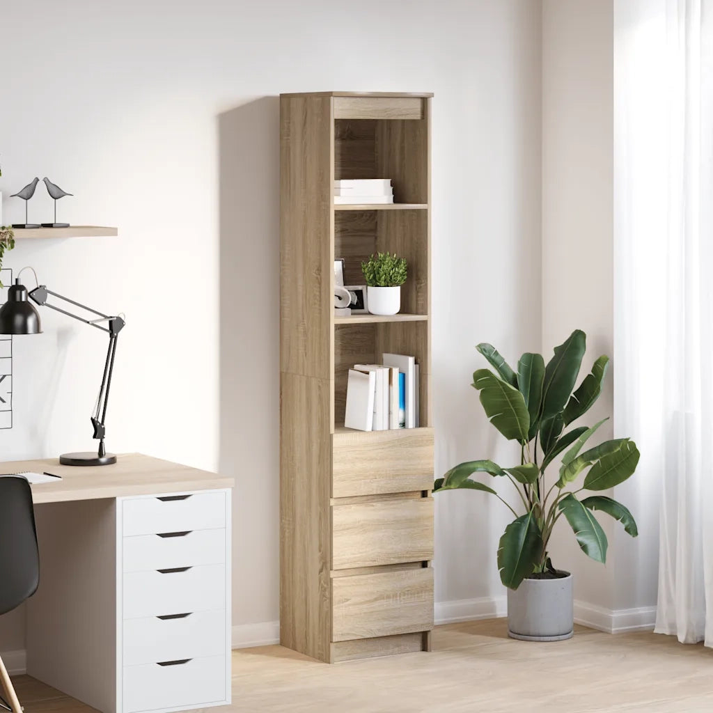 Credenza-Buffet-Armadio da cucina Rovere Sonoma 37,5x35x180 cm in Legno Multistrato 915437