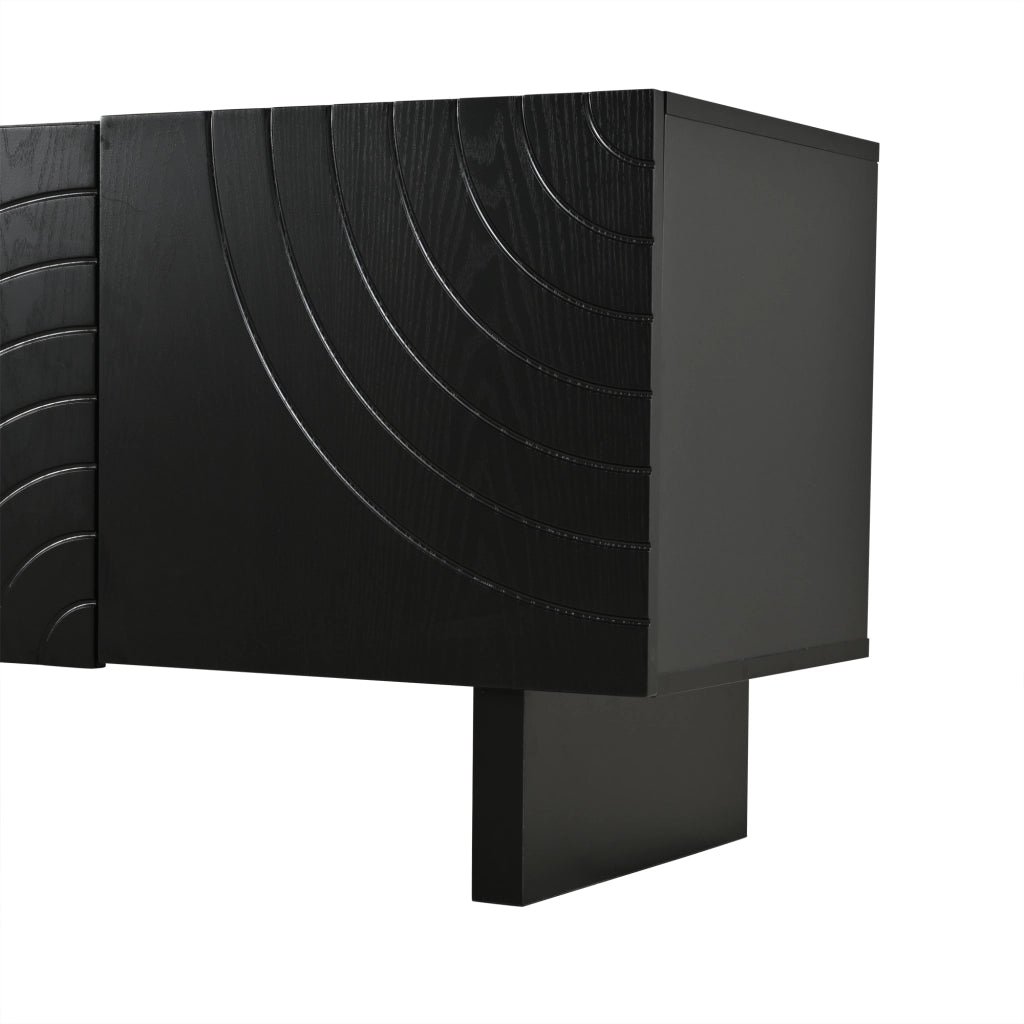 MOBILE TV 180x40x55 cm Nero in Truciolare con 4 Ante per TV fino a 75 Pollici