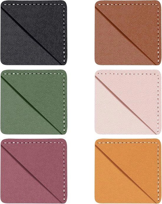 Puntatori di pagina in pelle, 6 pezzi, punteruoli quadrati, accessori per libri per lettori appassionati, regali personalizzati per lettori.