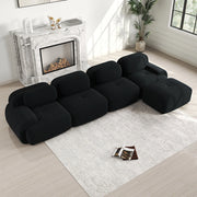 Divano angolare 4 posti con chaise longue - Xylo - Imbottitura 32D, antiscivolo, modulabile, nero