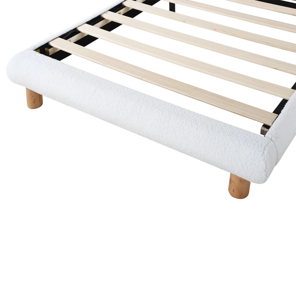 LETTO imbottito 90x200 cm Bouclé Bianco