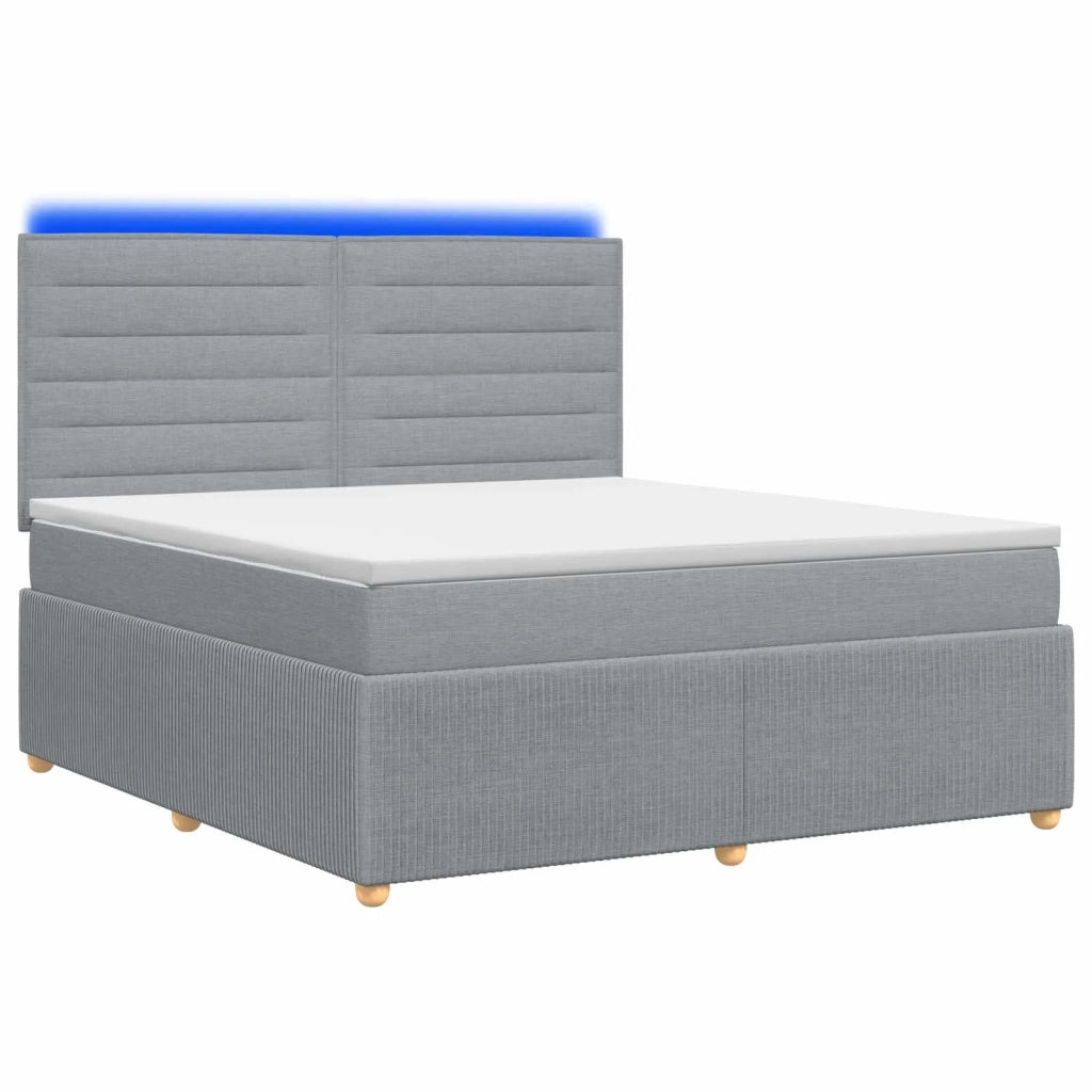 Letto Box Spring LED con Materasso Grigio Chiaro 160 x 200 cm 3455888