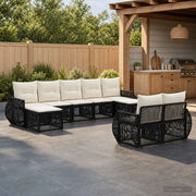 Set Divano da Giardino 9 pz Nero e Bianco Crema polyrattan 3435544