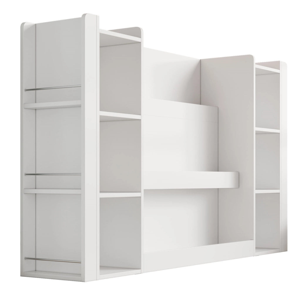 Libreria per bambini con vani aperti e angoli arrotondati in MDF bianco