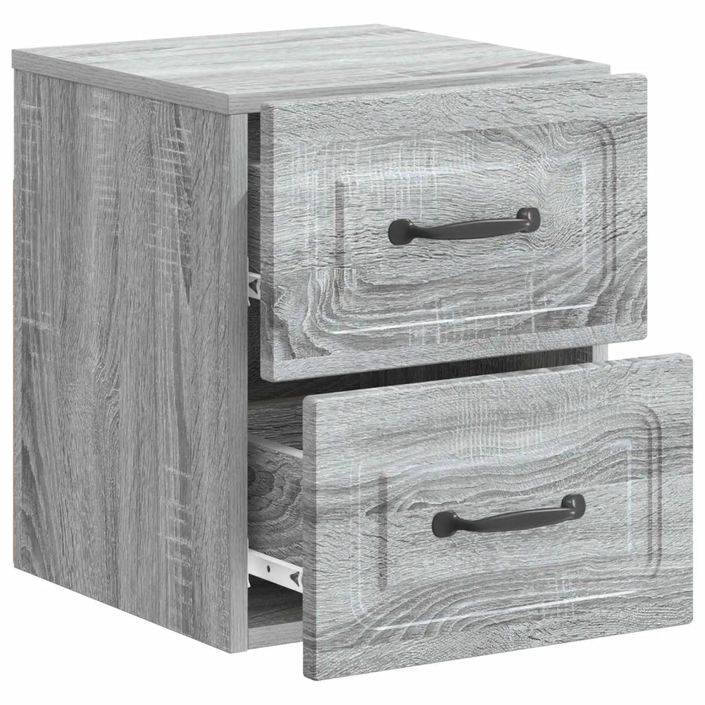 Comodino | Armadio da Notte | Mobiletto da notte a muro Grigio Sonoma 34,5 x 33 x 40 cm