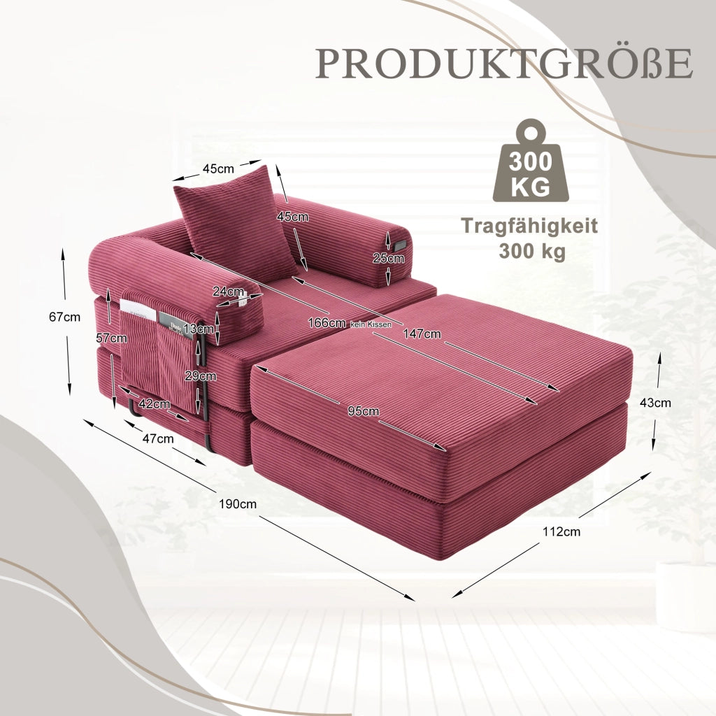 Sedia a compressione con sgabello - Zephmum - Telaio in metallo stabile, design ergonomico, cuscino incluso
